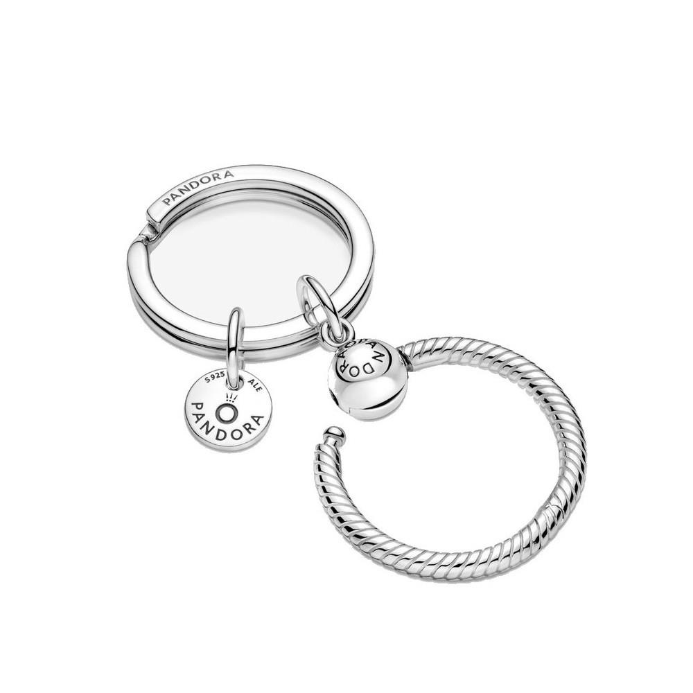 Portachiavi in argento con porta-charm - PANDORA