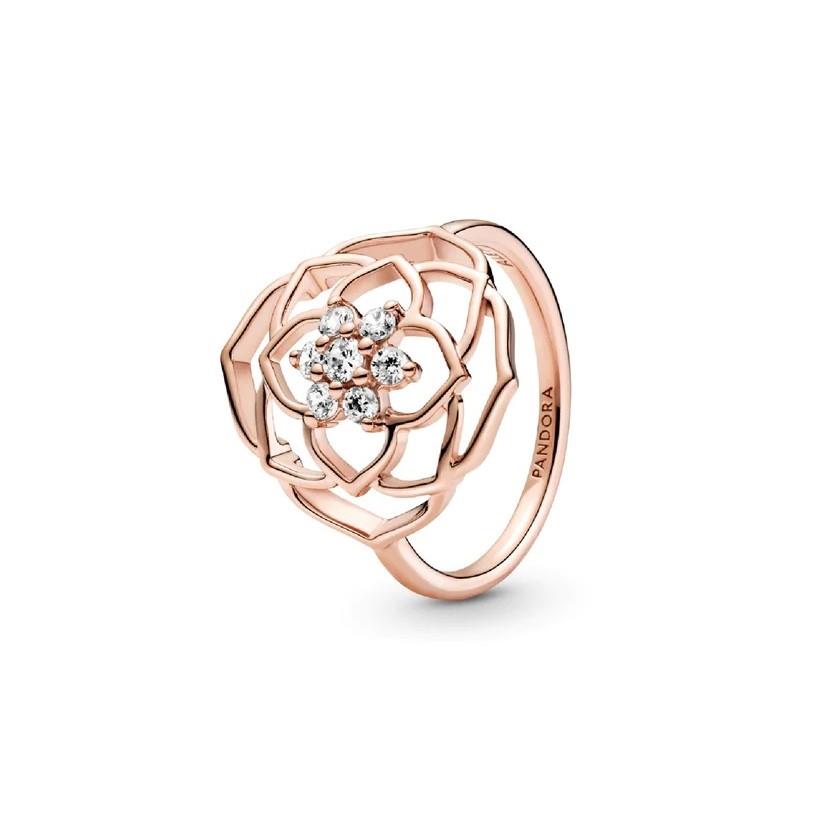 Timeless ring in 14kt rose gold plated metal alloy with zircons - PANDORA
