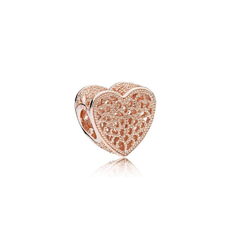 Charm de personas en aleaci&oacute;n de metal ba&ntilde;ado en oro rosa de 14 qt en forma de coraz&oacute;n - PANDORA