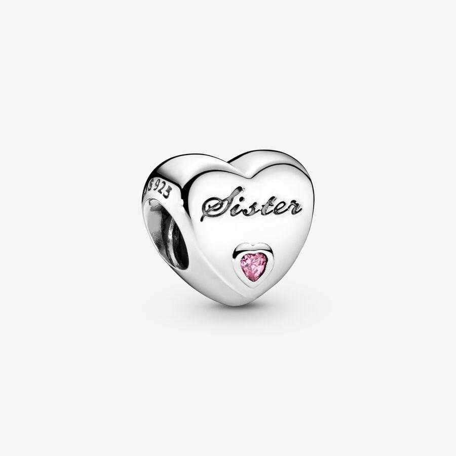Charm Moments in argento a forma di cuore con zircone rosa - PANDORA