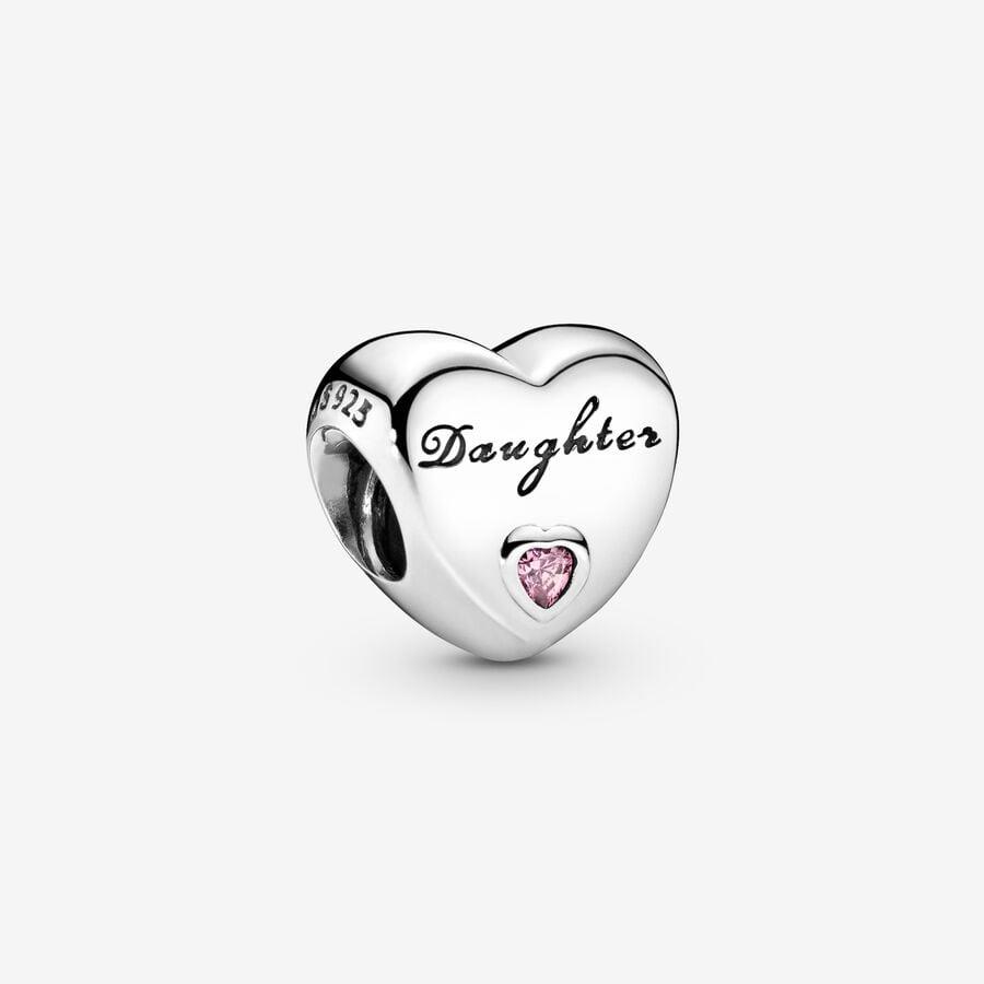 Charm Moments in argento a forma di cuore e pietra rosa - PANDORA