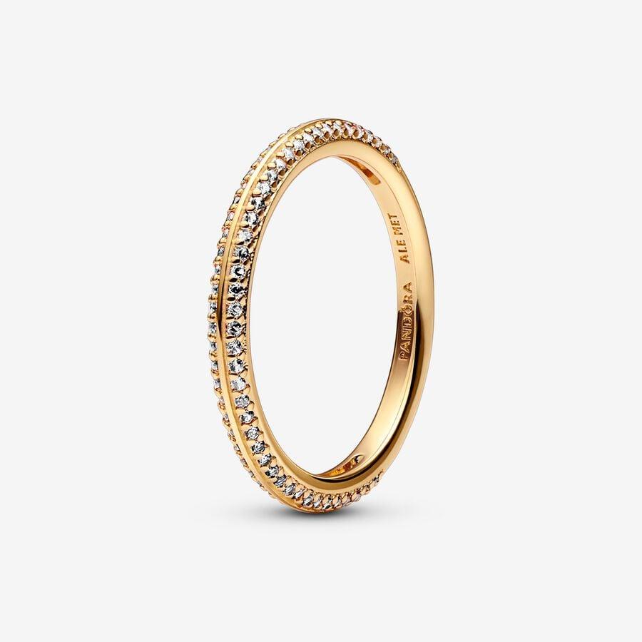 Pandora ME ring in 14kt gold plated metal alloy with pavé zircons - PANDORA