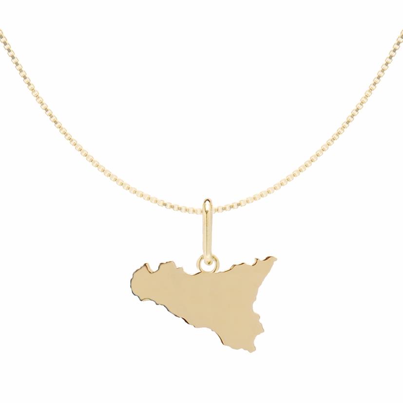 Golden silver necklace with Sicily pendant - MY SICILY