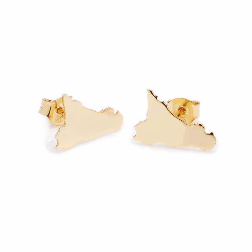 Golden silver lobe earrings with the symbol of Sicily - MY SICILY