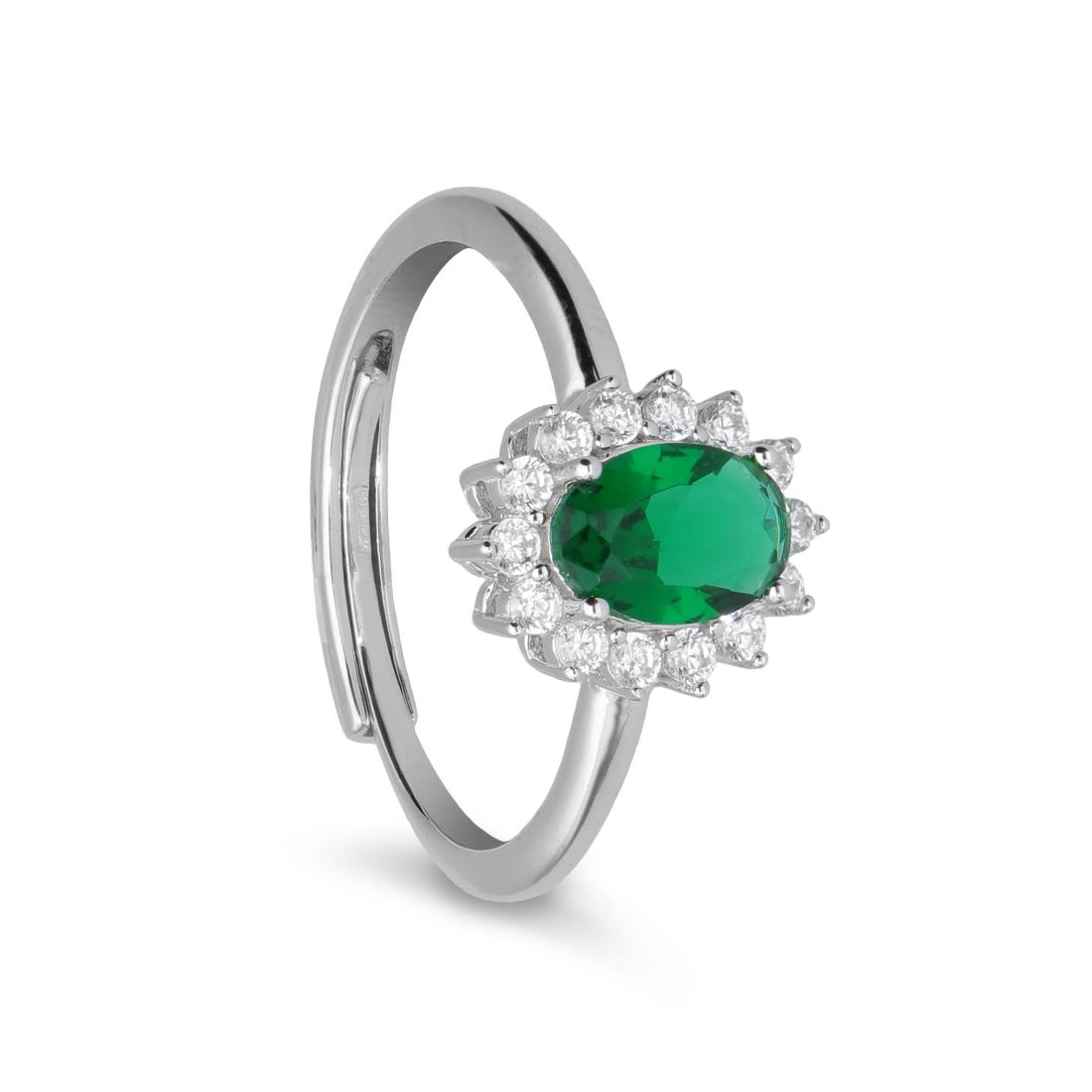 Princess ring in silver with green stone and zircons - ORO&CO 925