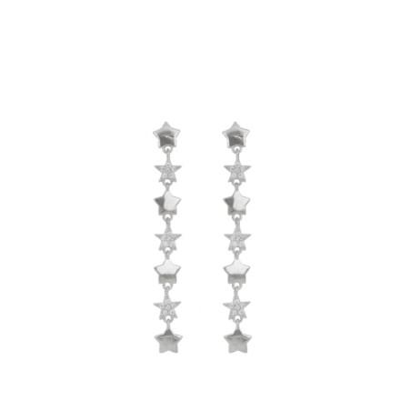 Angelic 7 star pendant earrings in rhodium-plated silver with crystals - CUORI MILANO