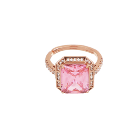 Just Ken ring in pink silver with pink zircon and white zircon pavé - CUORI MILANO