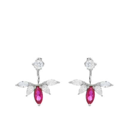 Moscova earrings in rhodium-plated silver with ruby and zircons - CUORI MILANO