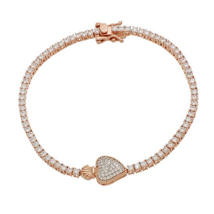 Sacred Heart Cosmic Love tennis bracelet in pink silver with zircons and heart - CUORI MILANO