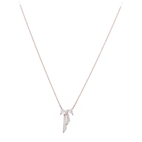 Leila necklace in pink silver with pendant bow and zircons - CUORI MILANO