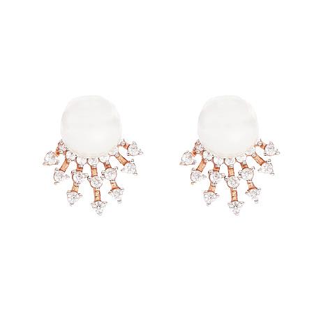 Moon Girl lobe earrings in pink silver with pearl and zircon decorations - CUORI MILANO