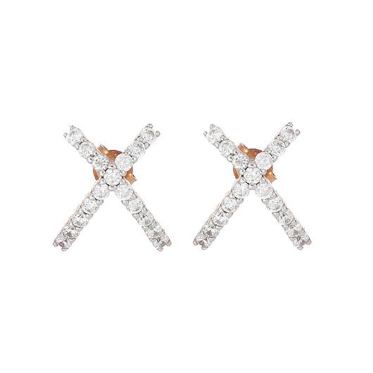 Cosmic Love Cross lobe earrings in pink silver with cross decorated with zircons - CUORI MILANO