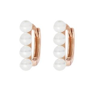 Space Pearl hoop earrings in pink silver with vertical pearls on the lobe - CUORI MILANO
