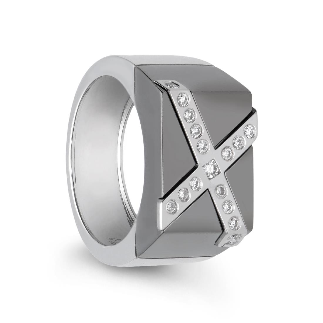 La Croce chevalier ring with diamonds - ALFIERI & ST. JOHN