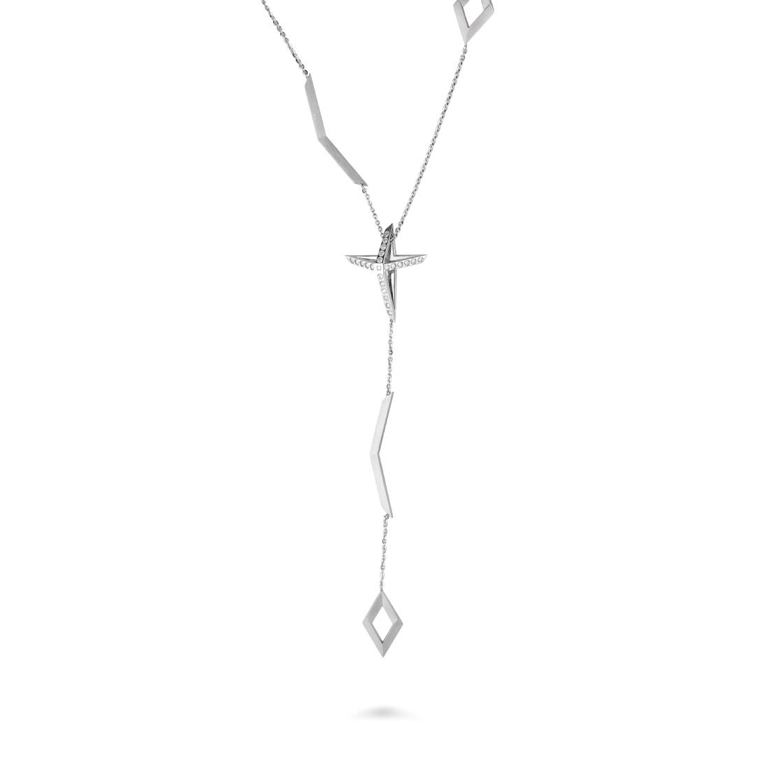 La Croce necklace in gold with long pendant and diamonds - ALFIERI & ST. JOHN