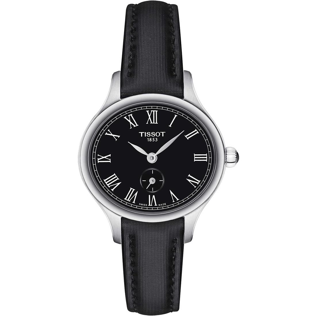 Women's steel watch with leather strap - TISSOT