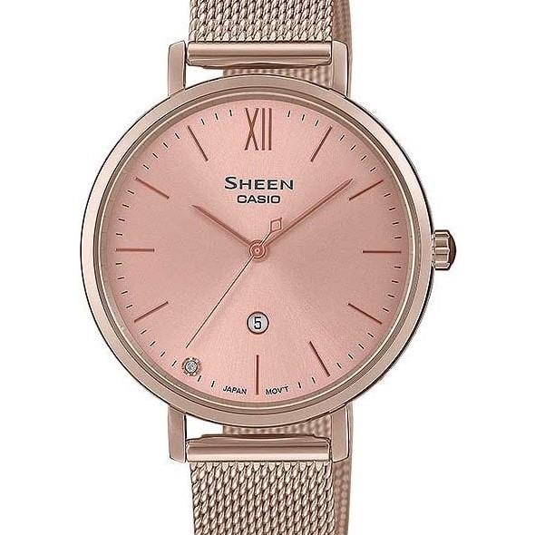 Reloj para mujer en acero inoxidable con tratamiento IP oro rosa, caja de 34mm - CASIO