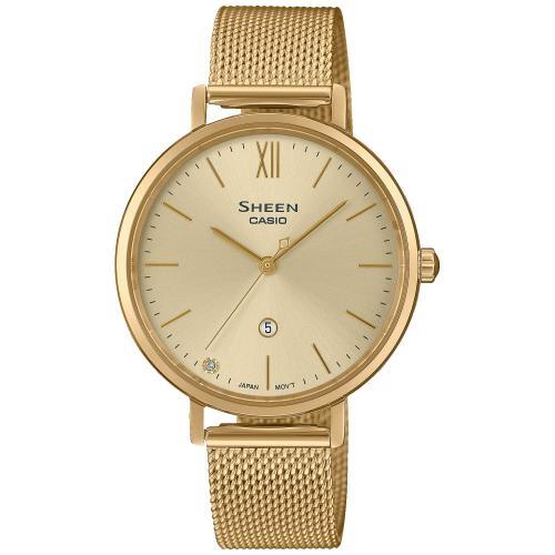 Women's watch in stainless steel with gold IP treatment, 34mm case - CASIO