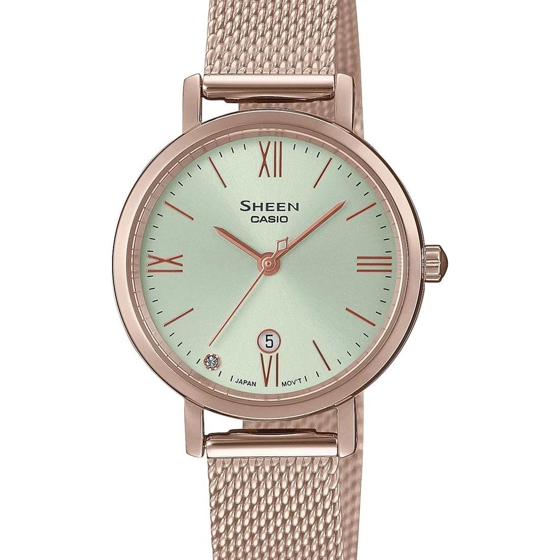 Reloj para mujer en acero inoxidable con tratamiento IP oro rosa, caja de 28 mm - CASIO