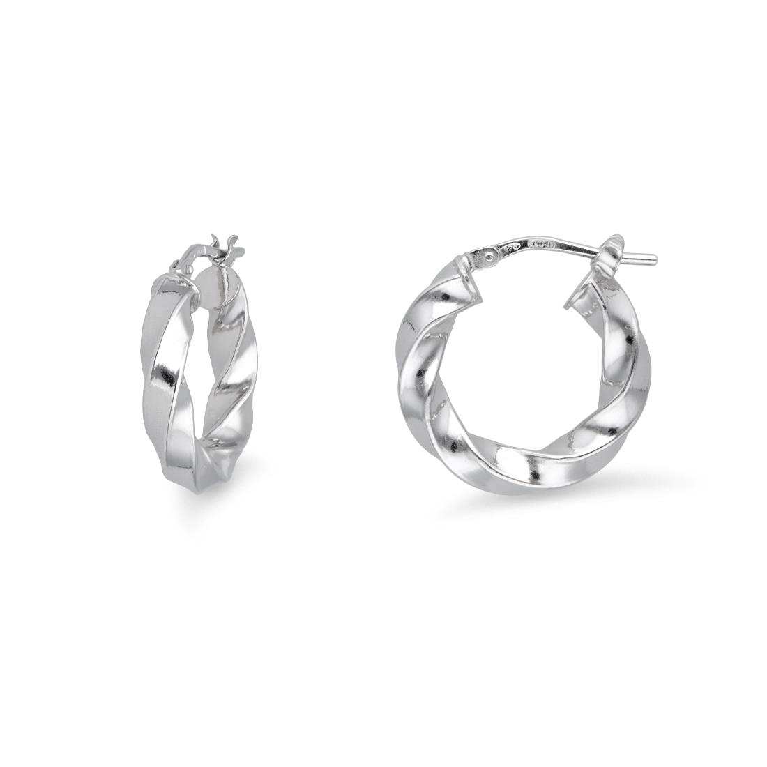 Hula Hoop collection torchon hoop earrings in rhodium-plated 925 silver - LUXURY MILANO