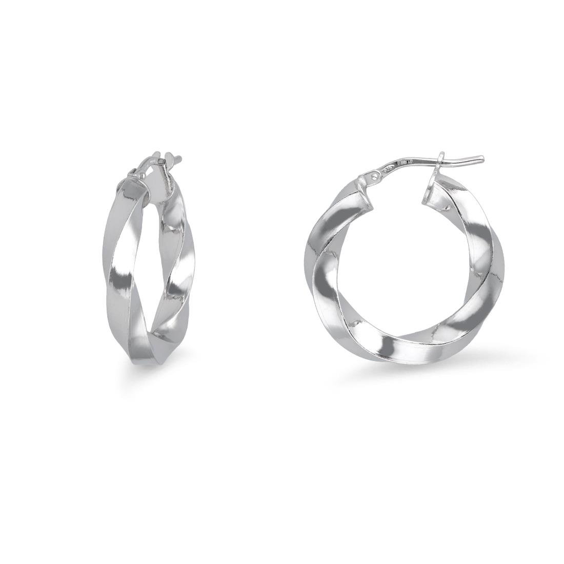 Pendientes de aro torchon de la colección Hula Hoop en plata 925 rodiada - LUXURY MILANO