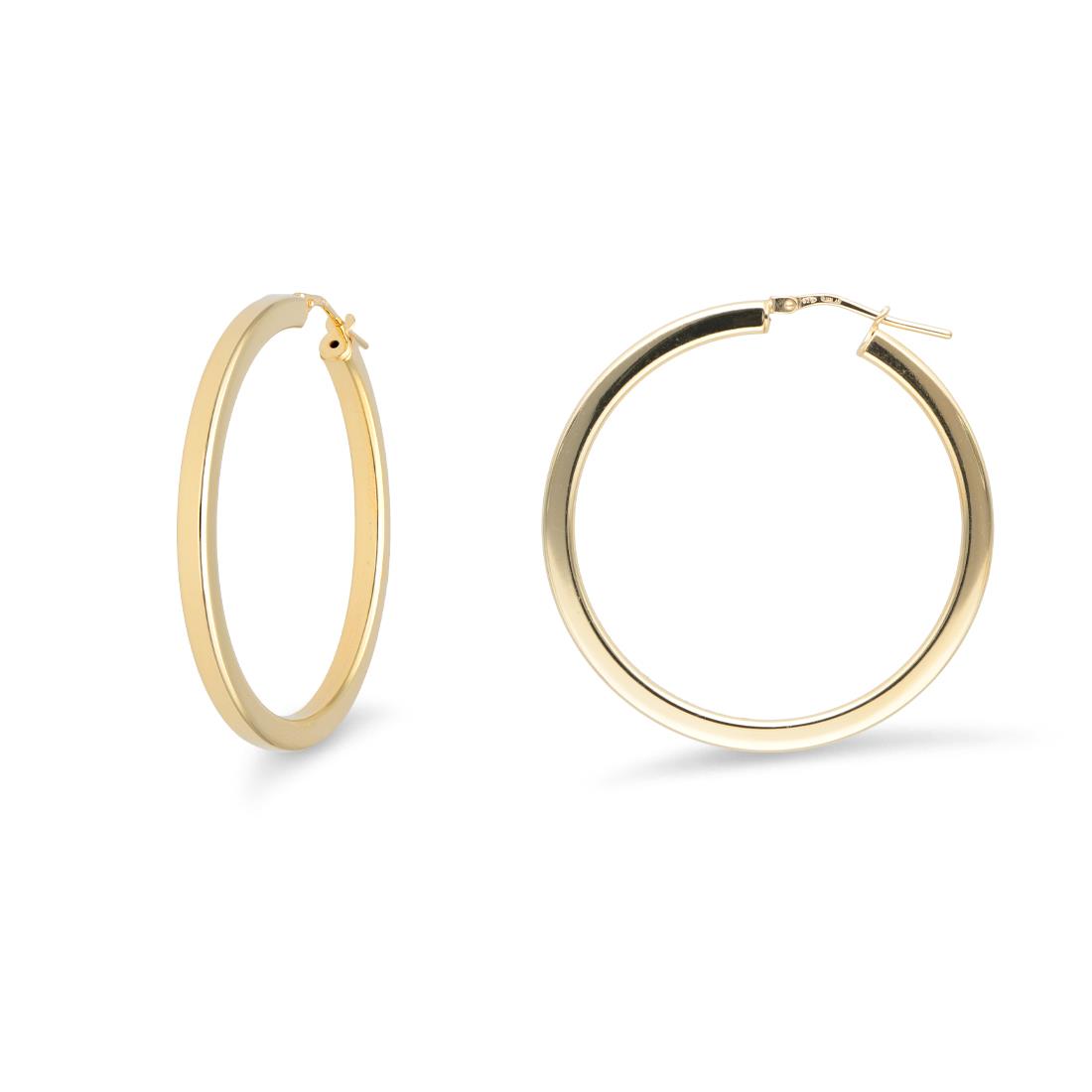 Thick hoop earrings Hula Hoop collection in yellow 925 silver - LUXURY MILANO