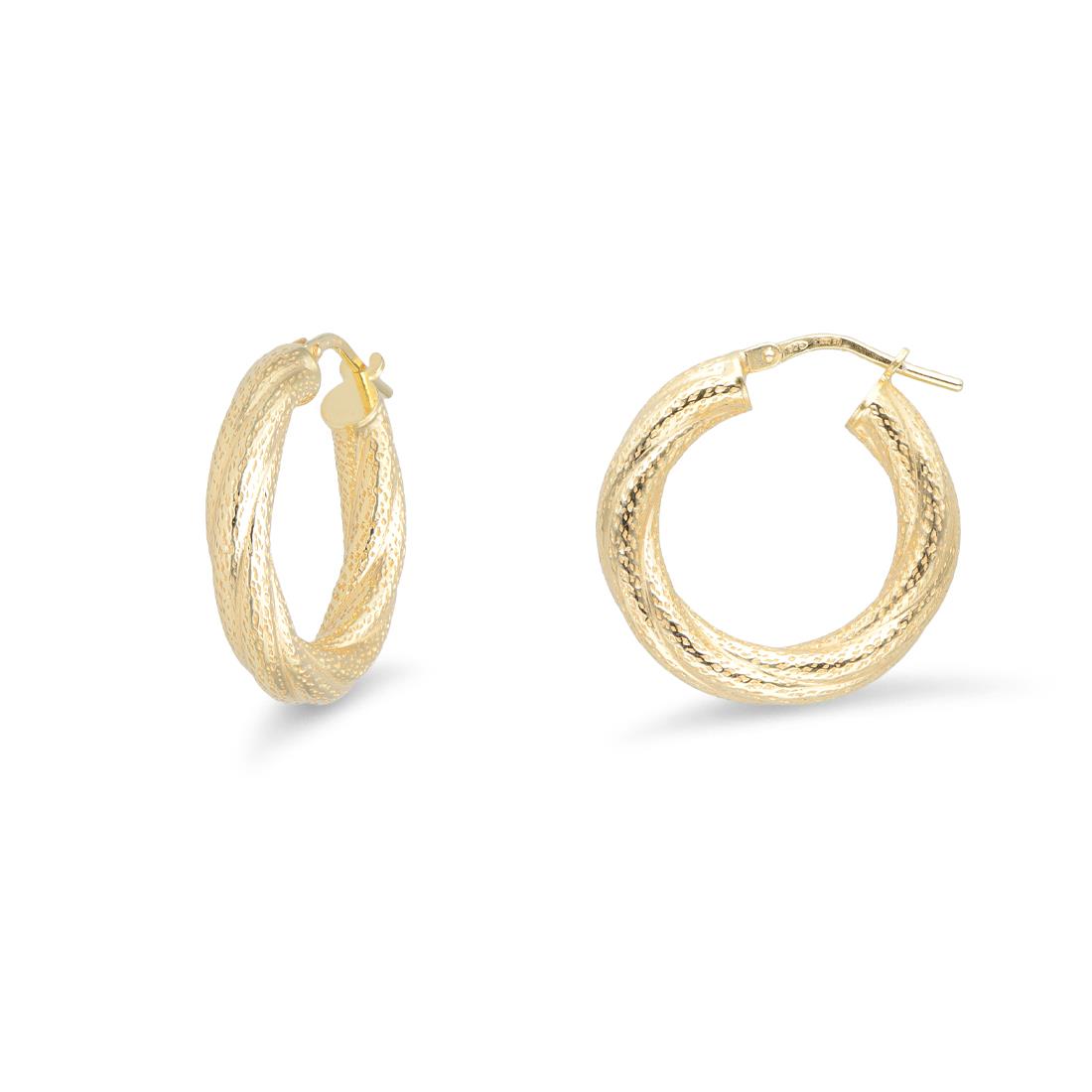 Hoop earrings worked in the Hula Hoop collection in 925 yellow silver - LUXURY MILANO