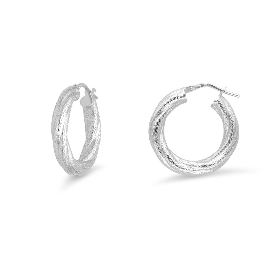 Hoop earrings worked in the Hula Hoop collection in rhodium-plated 925 silver - LUXURY MILANO