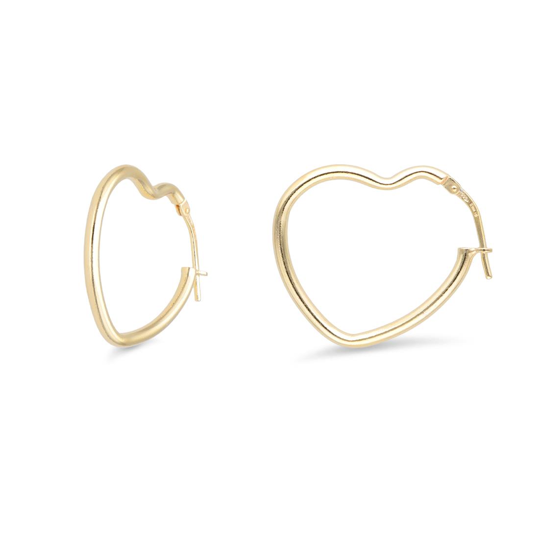 Hula Hoop collection heart-shaped hoop earrings in 925 yellow silver - LUXURY MILANO