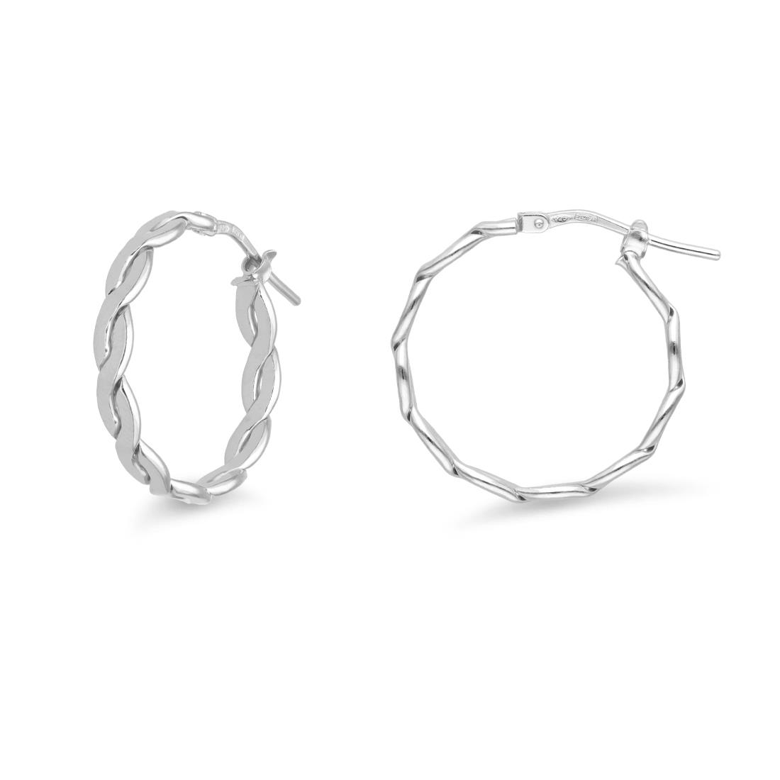 Hula Hoop collection woven hoop earrings in 925 rhodium-plated silver - LUXURY MILANO
