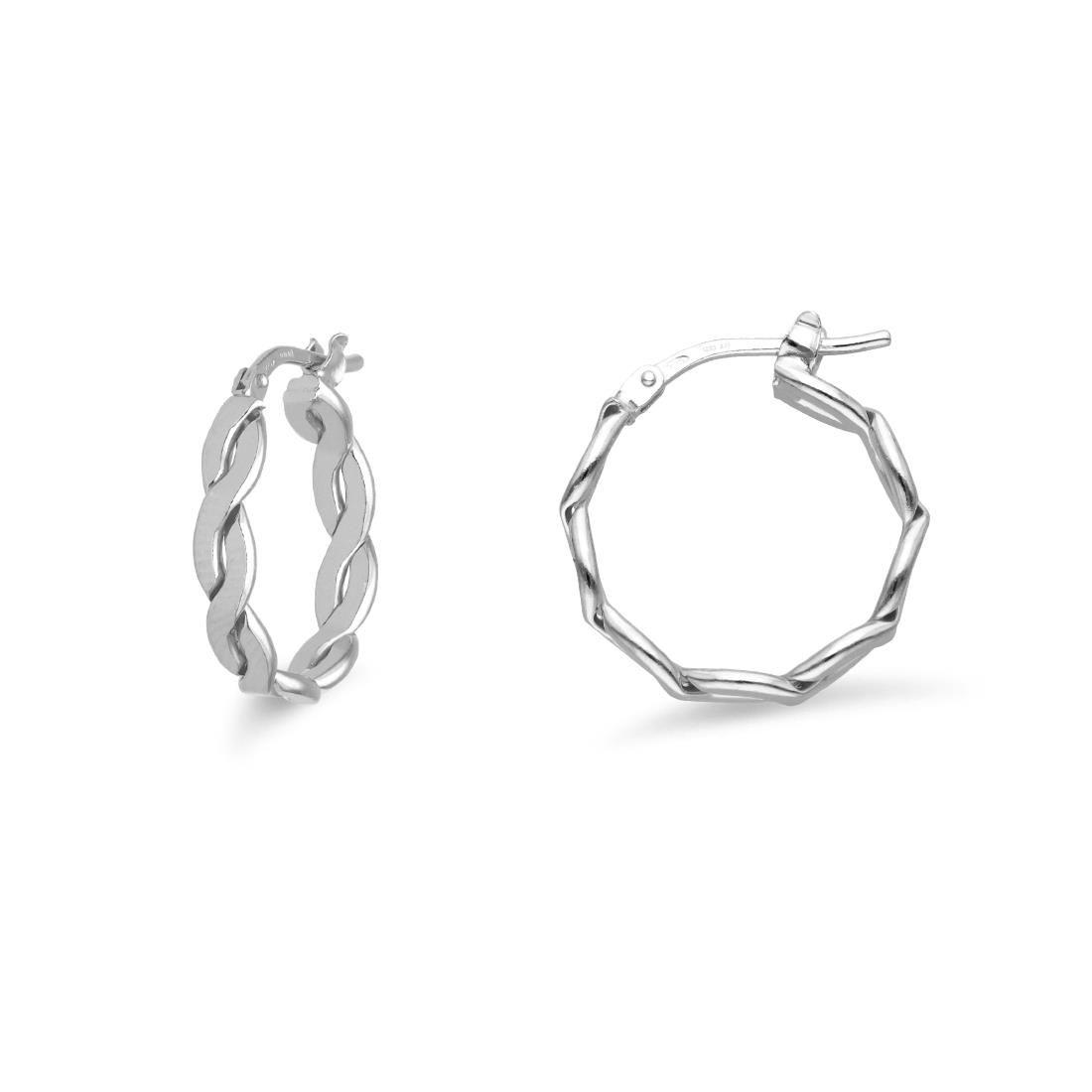 Hula Hoop collection intertwined hoop earrings in 925 rhodium-plated silver - LUXURY MILANO