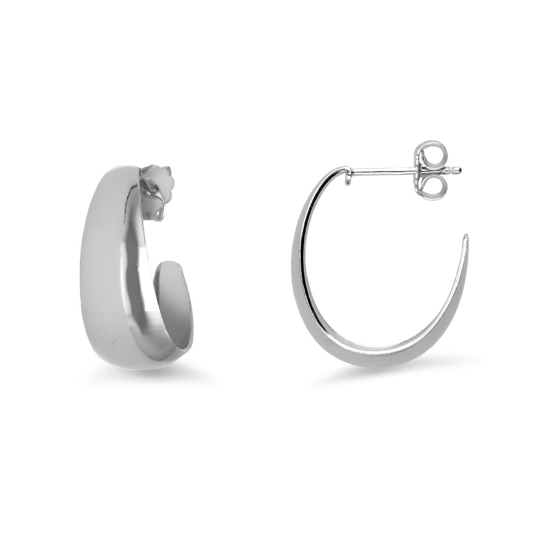 Oval convex earrings from the Hula Hoop collection in rhodium-plated 925 silver - LUXURY MILANO