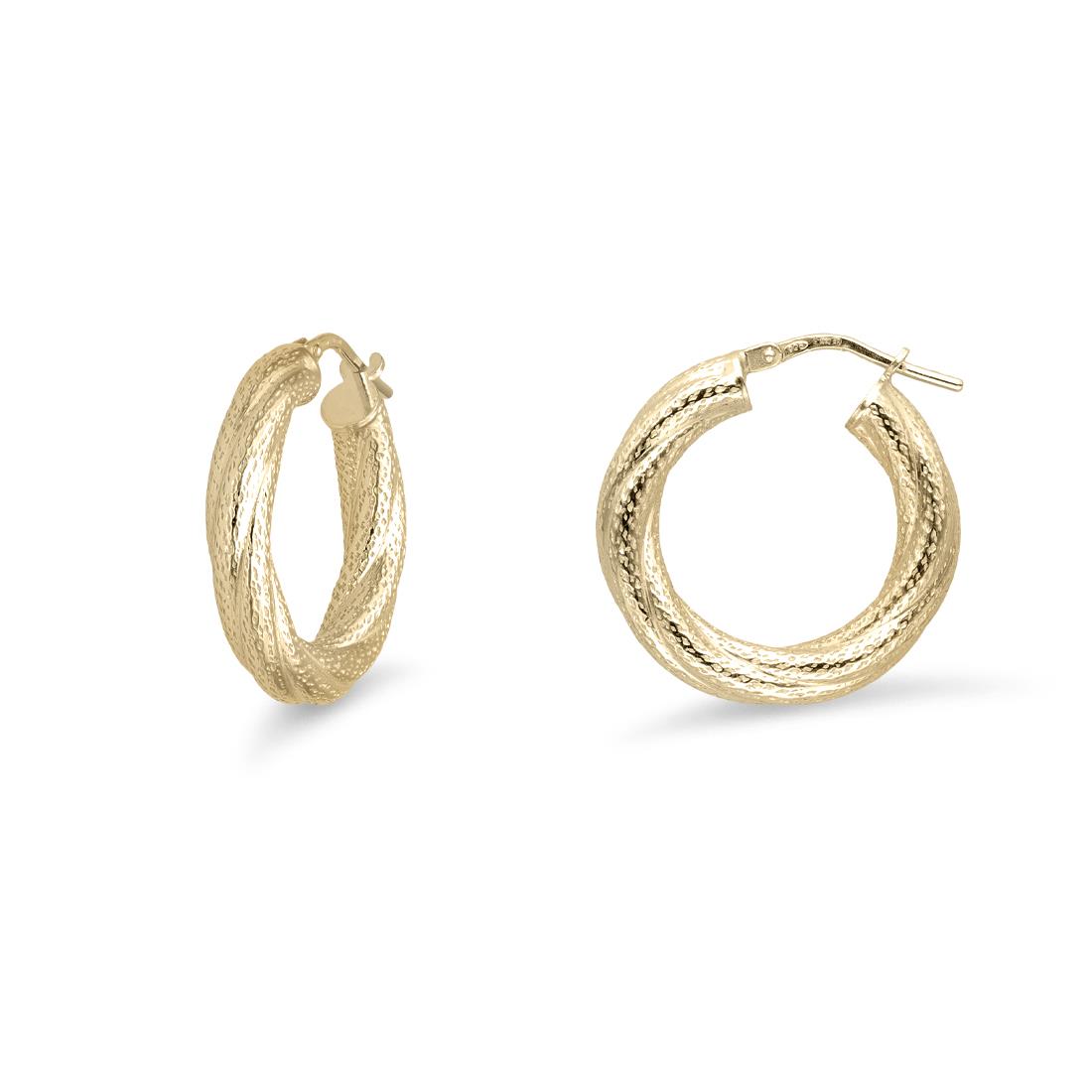 Hoop earrings worked in the Hula Hoop collection in 925 yellow silver - LUXURY MILANO