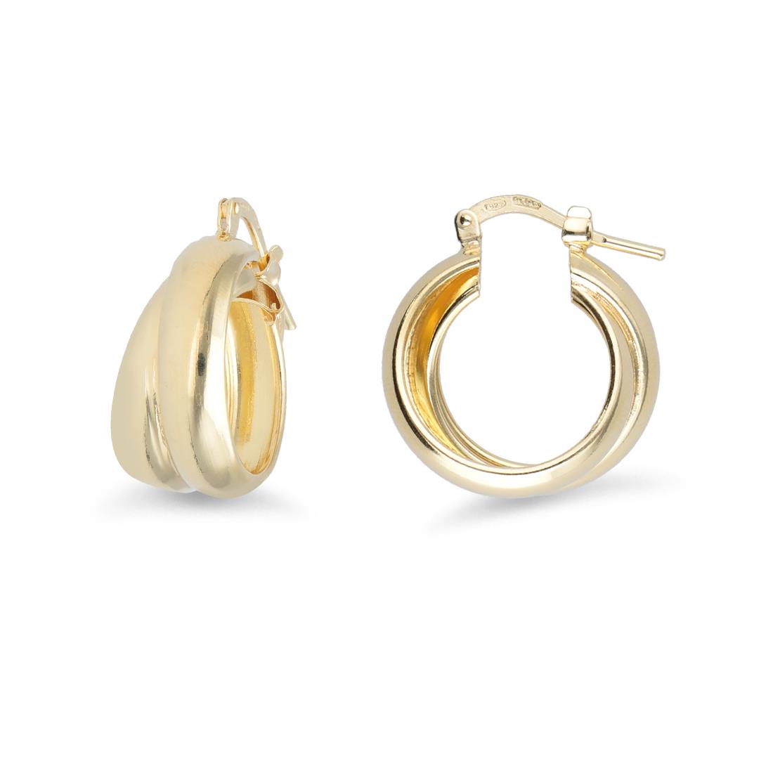 Double rounded hoop earrings Hula Hoop collection in yellow 925 silver - LUXURY MILANO