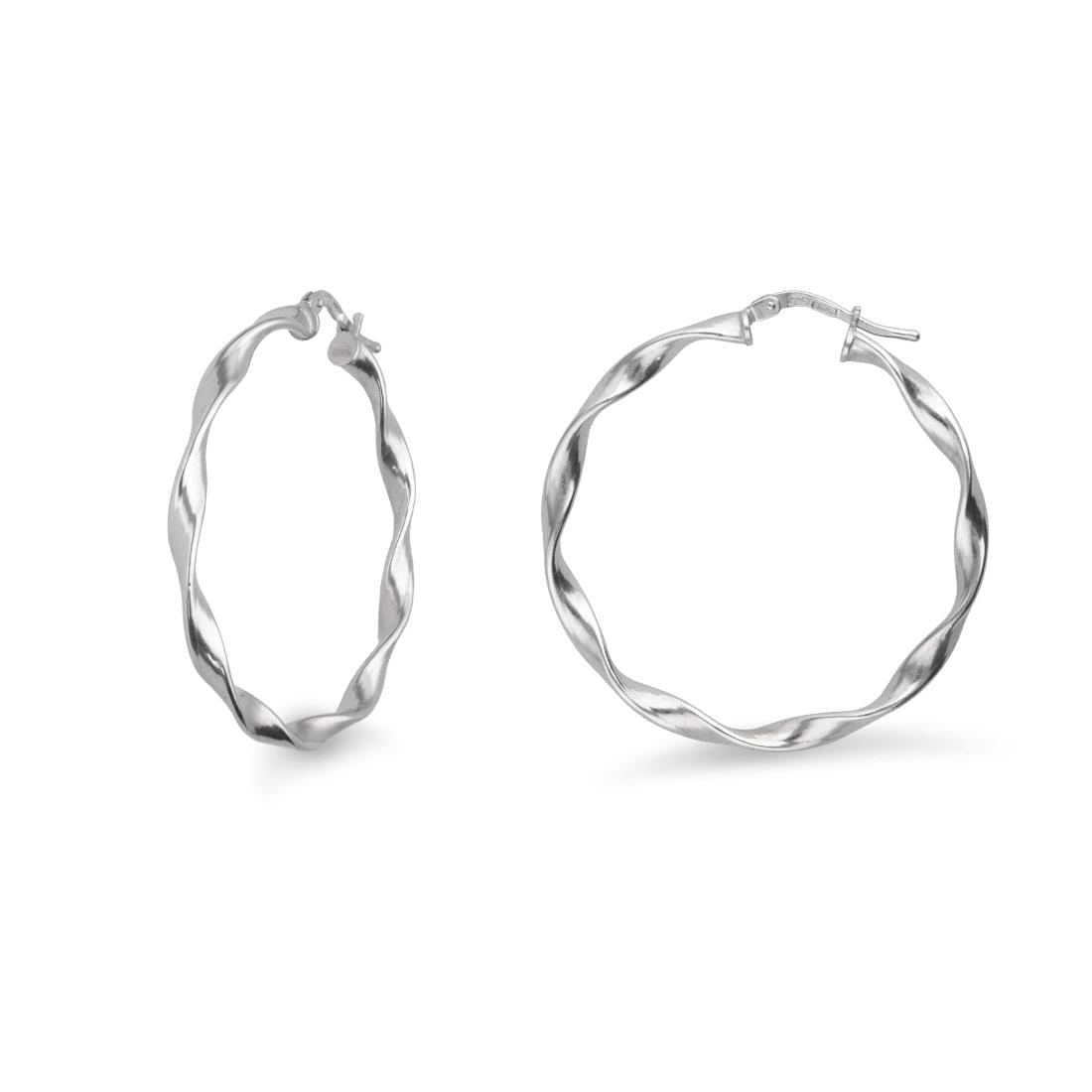 Hula Hoop collection torchon hoop earrings in rhodium-plated 925 silver - LUXURY MILANO