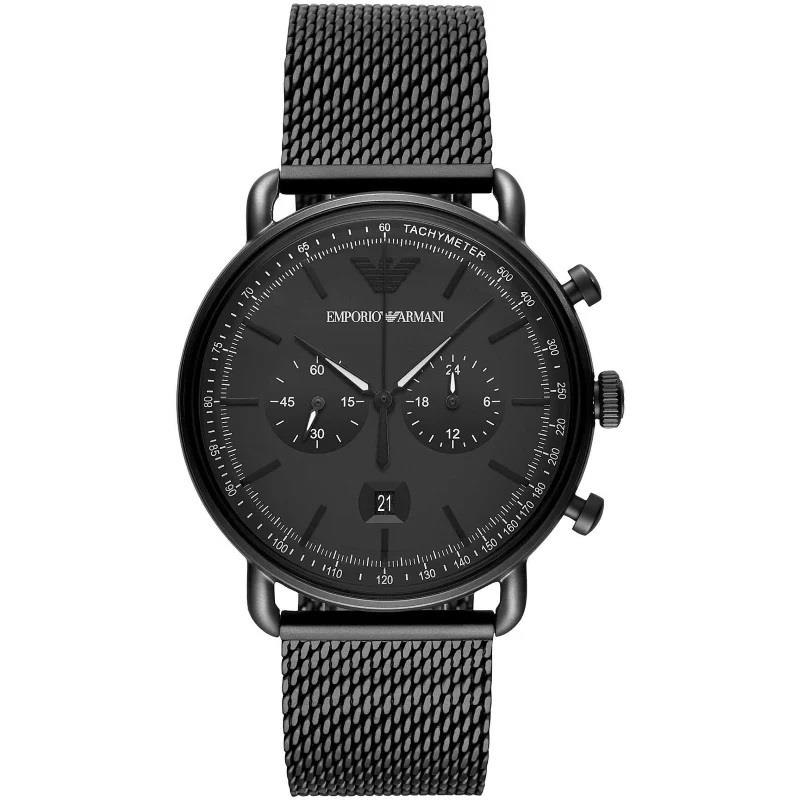 Reloj para hombre en acero inoxidable IP negro, caja de 43 mm - EMPORIO ARMANI