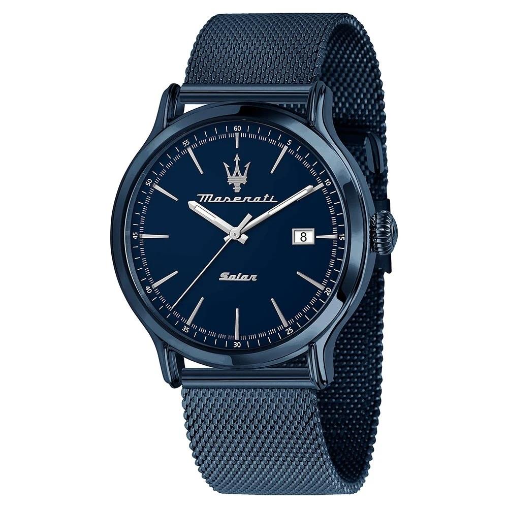 Reloj para hombre en acero inoxidable con tratamiento IP azul, caja de 42 mm - MASERATI