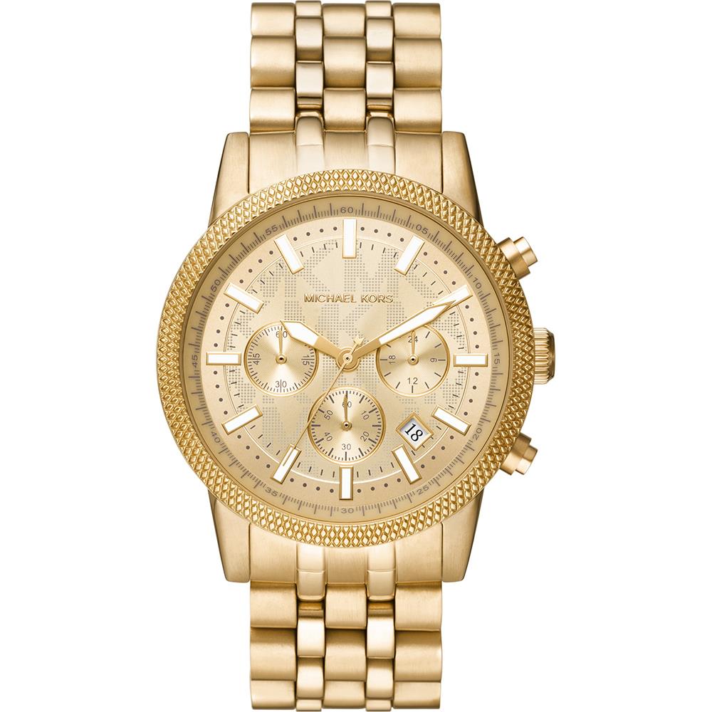 Men's watch in stainless steel with gold IP treatment, 43mm case - MICHAEL KORS