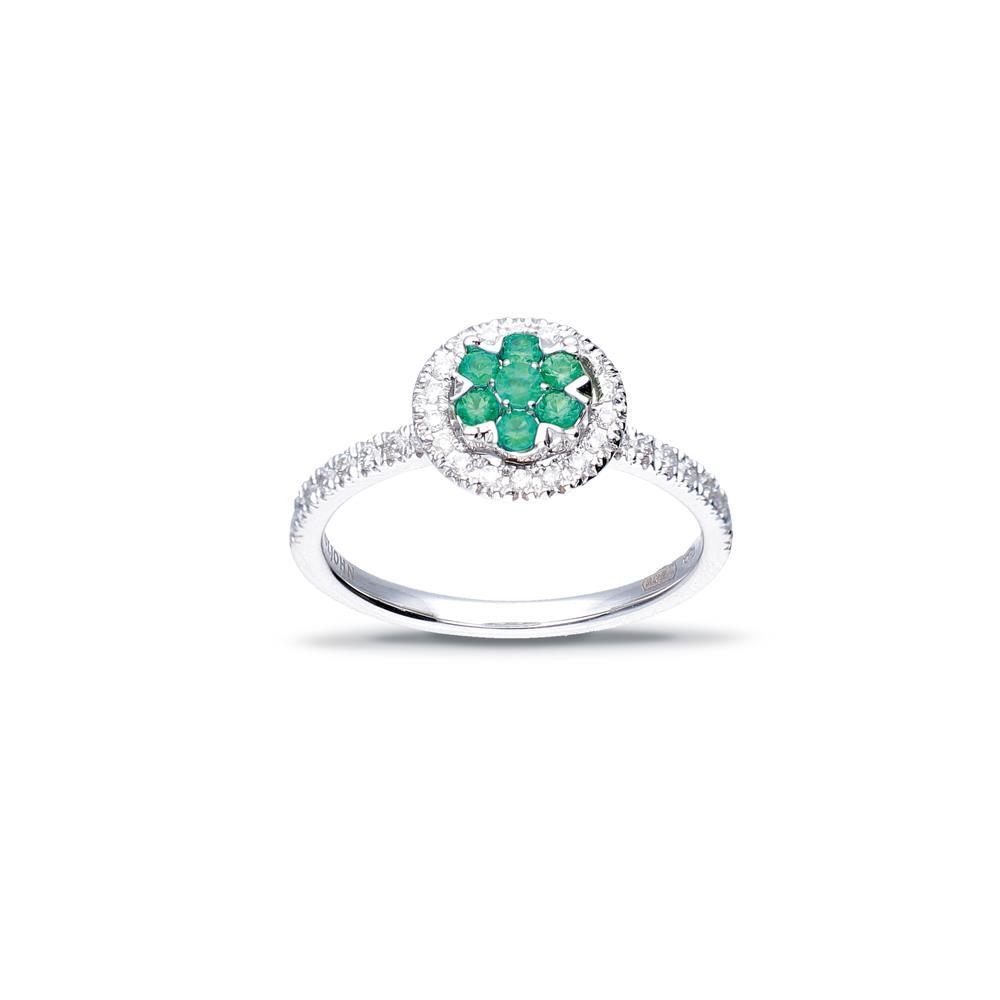 Gold ring with diamonds and emeralds ct. 0.30 - ALFIERI & ST. JOHN