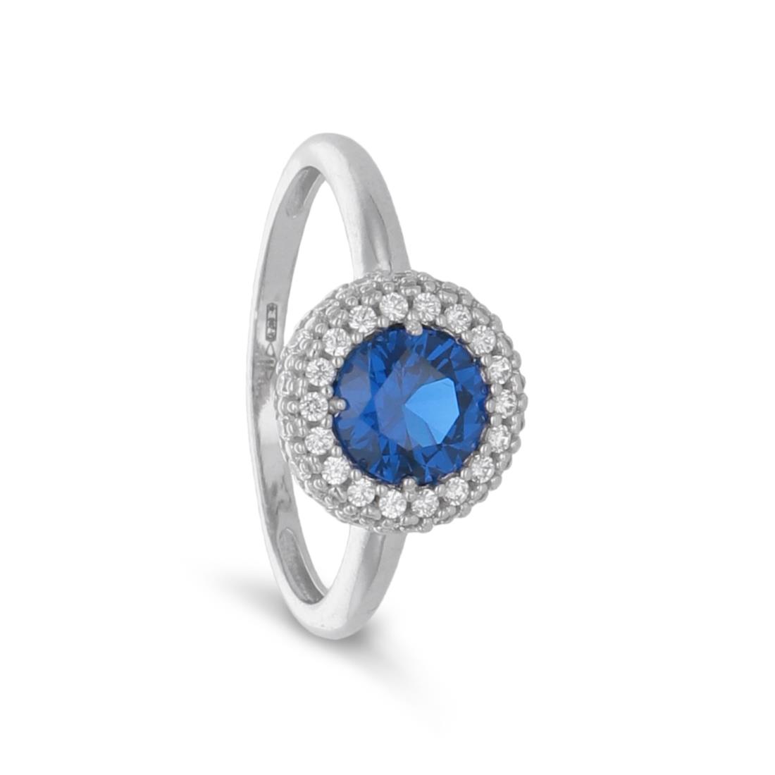 Gold ring with zircons and blue stone - ORO&CO