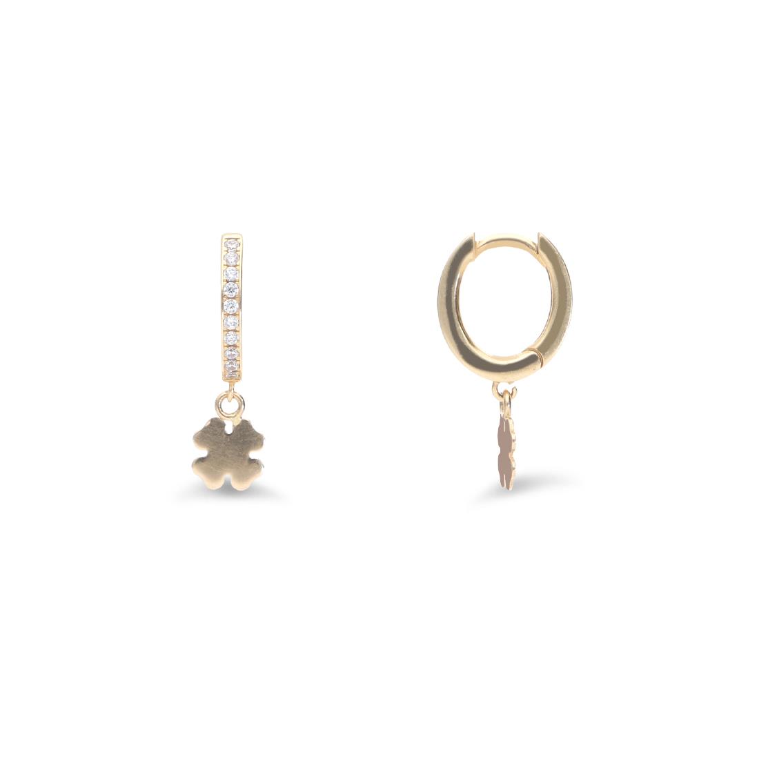 Gold earrings with four-leaf clover - ORO&CO