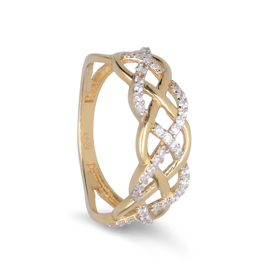 Gold ring intertwined with zircons - ORO&CO