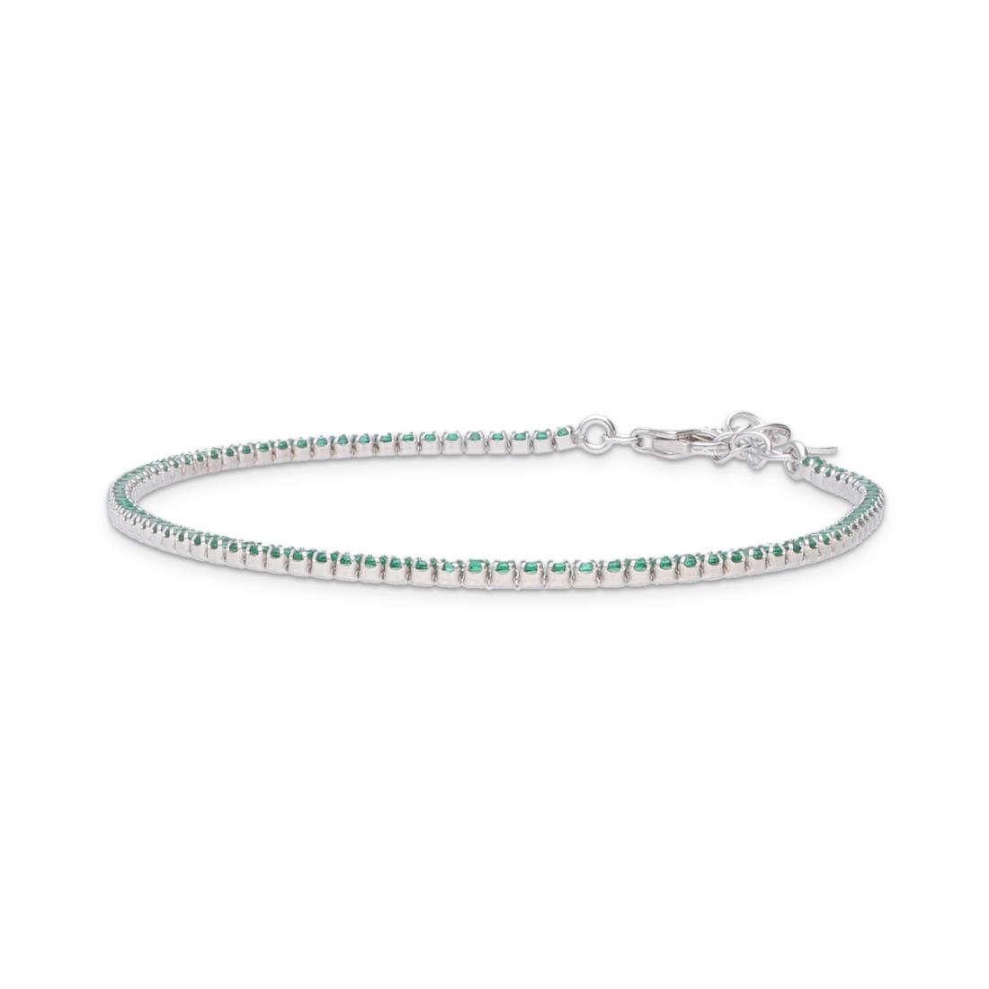 Tennis bracelet in rhodium-plated silver and green zircons - DESIDERI PREZIOSI