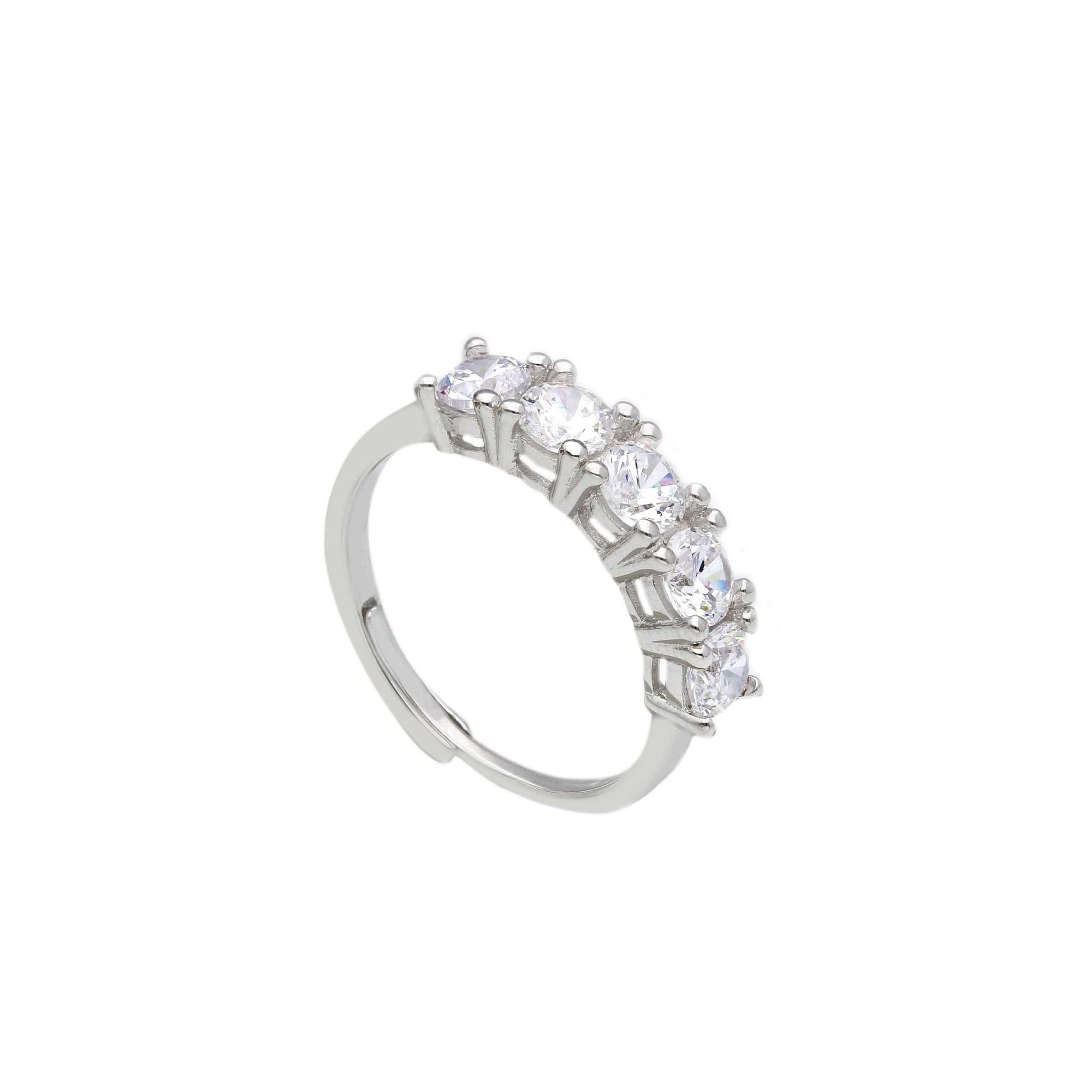 Anillo veretta circonitas blancas plata 925 ORO&CO 925 talla L ajustable - ORO&CO 925