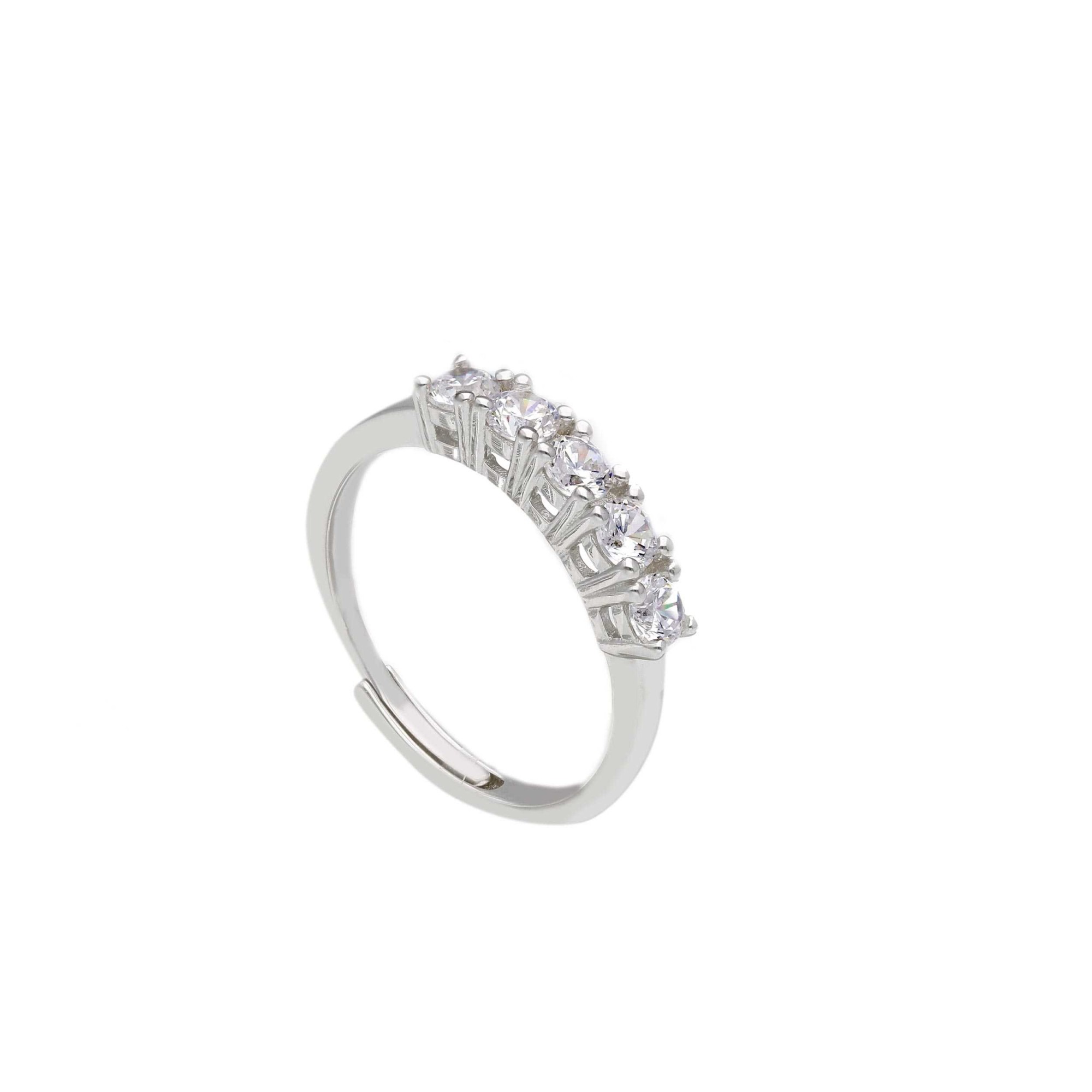 Anillo veretta 7 circonitas blancas plata 925 ORO&CO 925 talla S ajustable - ORO&CO 925