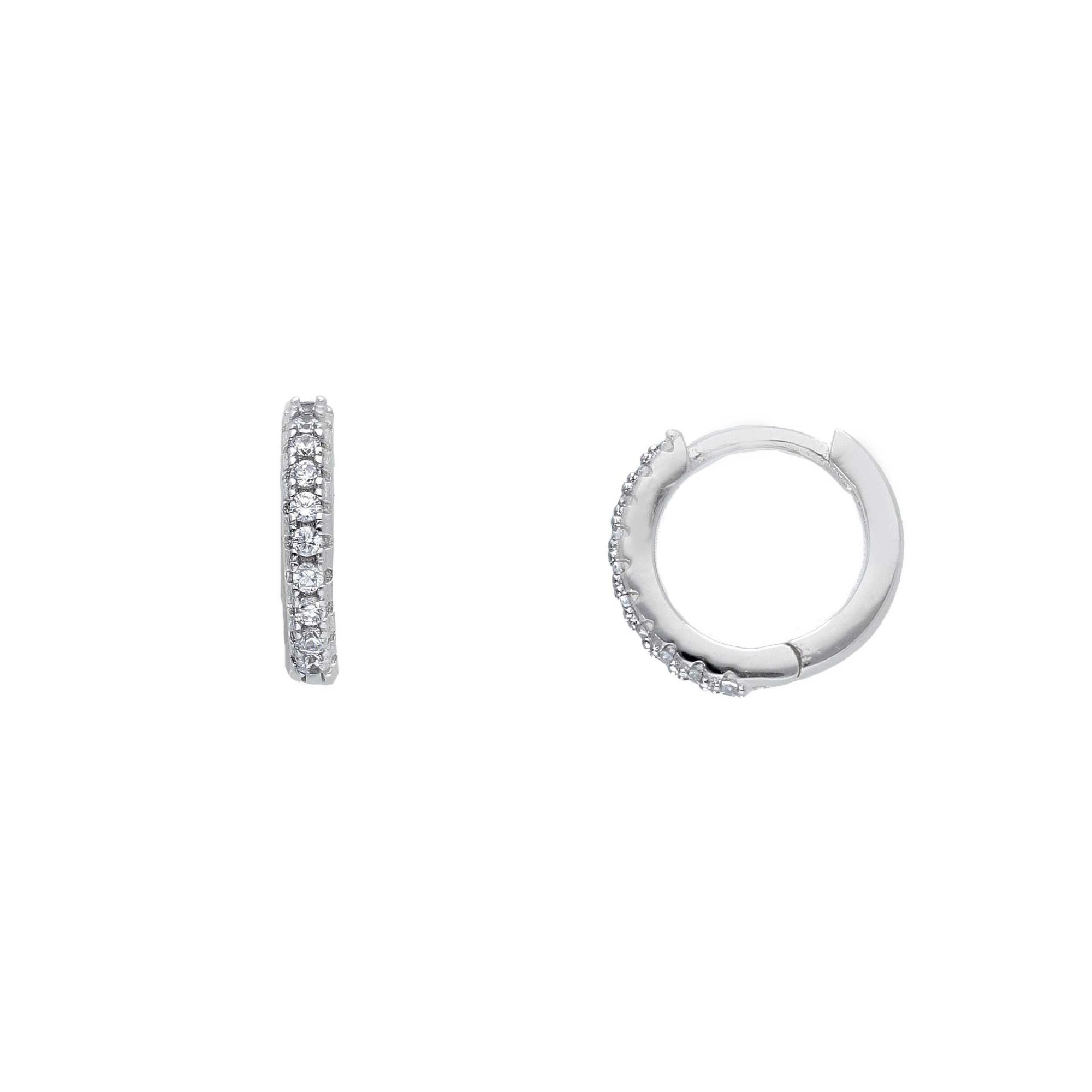 Pendientes de aro en plata con circonitas blancas 9 cm ORO&CO 925 - ORO&CO 925