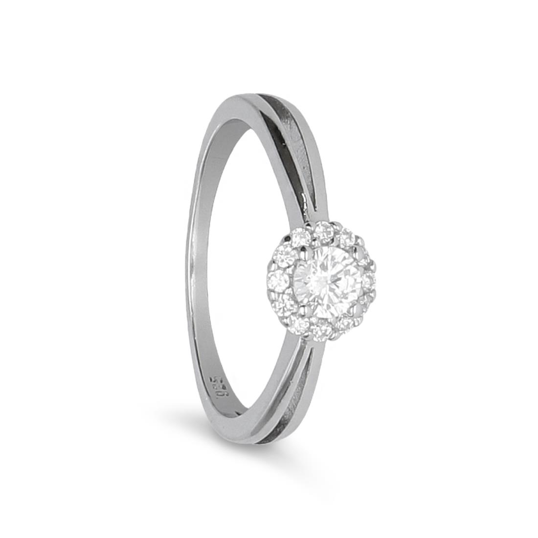 Silver solitaire ring with zircons - LUXURY MILANO