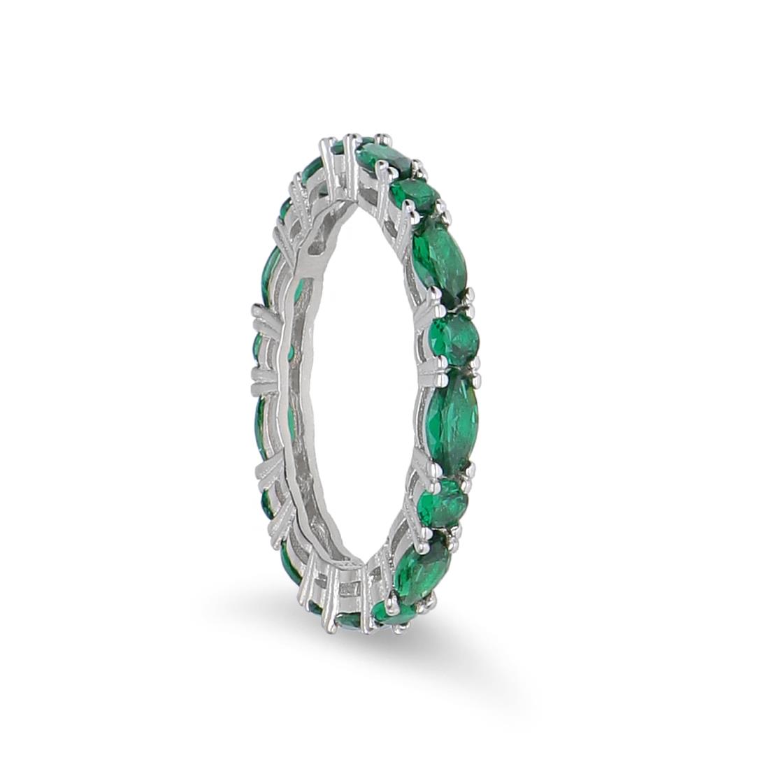 Anello eternity in argento con zirconi verdi - LUXURY MILANO