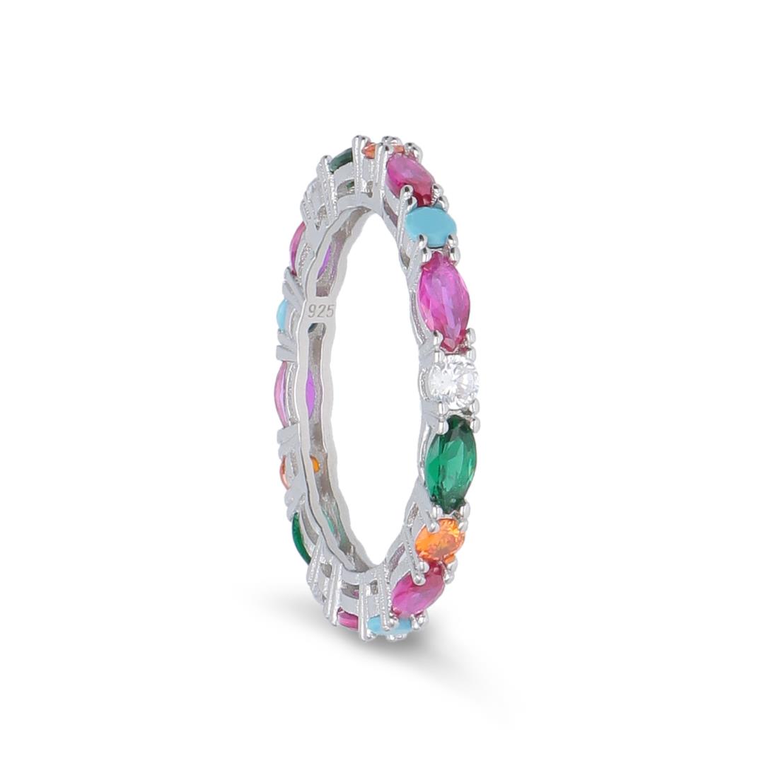 Silver eternity ring with multicolor zircons - LUXURY MILANO