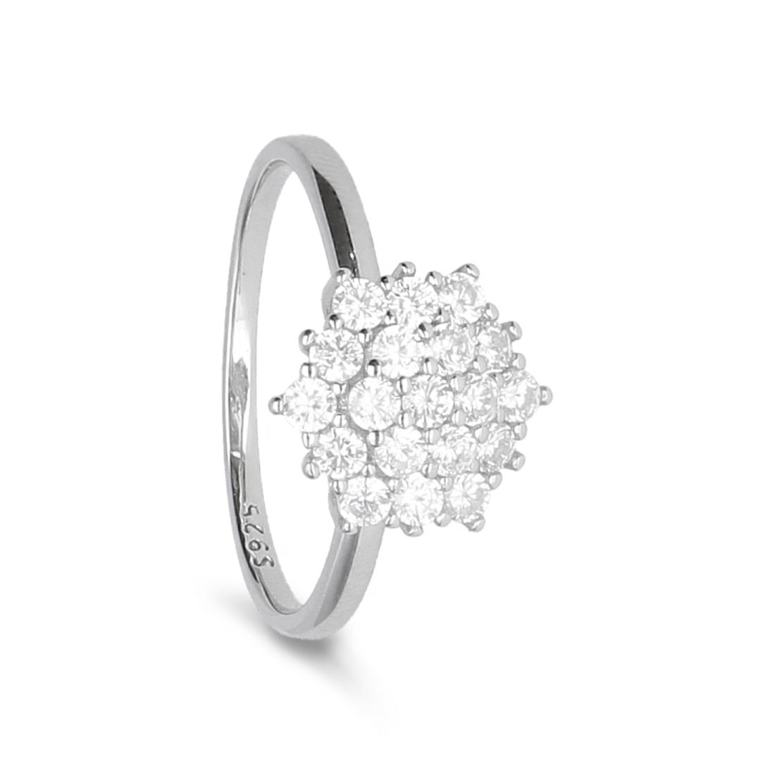 Silver solitaire ring with zircons - LUXURY MILANO